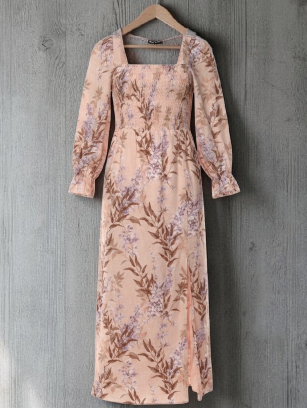 House of Harlow 1960 Peach Purple Floral Linen Blend Boho Midi Dress Size Medium
